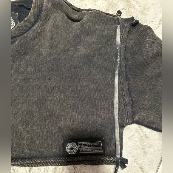 Alphalete Women's Terry Oversized Crop Top Long Sleeve Pullover Acid Wash Small - Picture 5 of 13